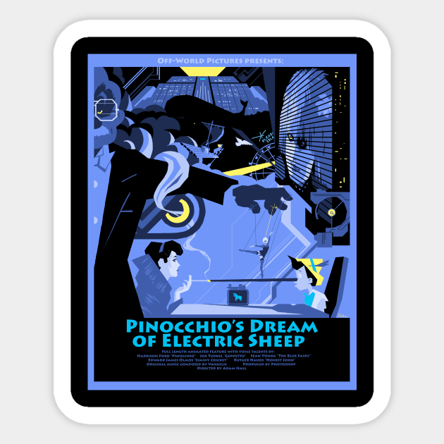 Pinocchio's Dream of Electric Sheep Sticker by HallStudio